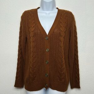 Forever 21 Cable Knit Button Front Cardigan